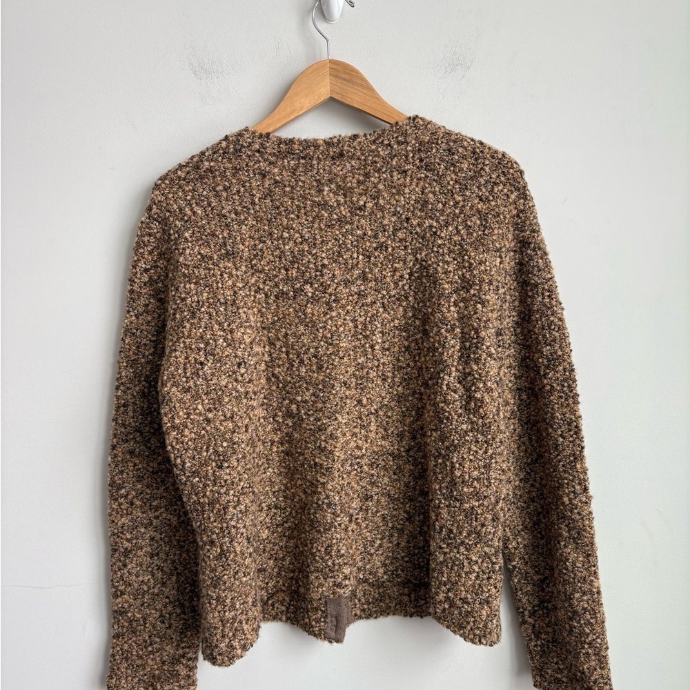 Vintage Talbots Wool Blend Bouclé Sweater Jacket Made in Hong Kong Brown XL - Picture 5 of 9